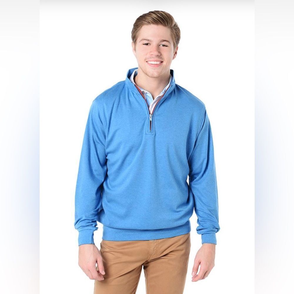 PETER MILLAR Men's Heather Interlock With Contrast Quarter-Zip